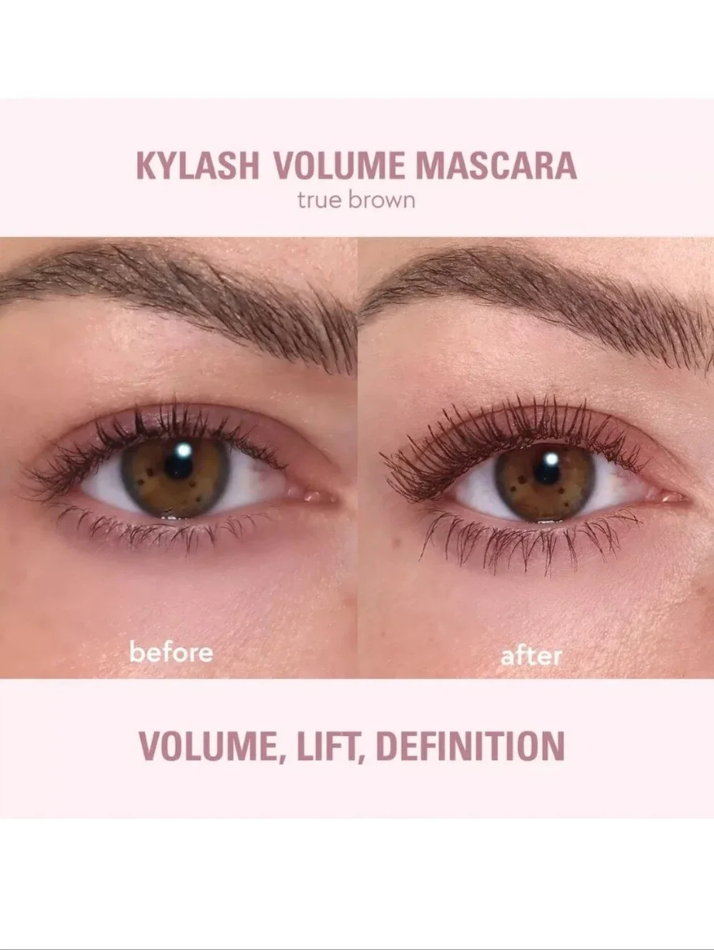 KYLIE COSMETICS KYLASH MINI VOLUME MASCARA IN BROWN.